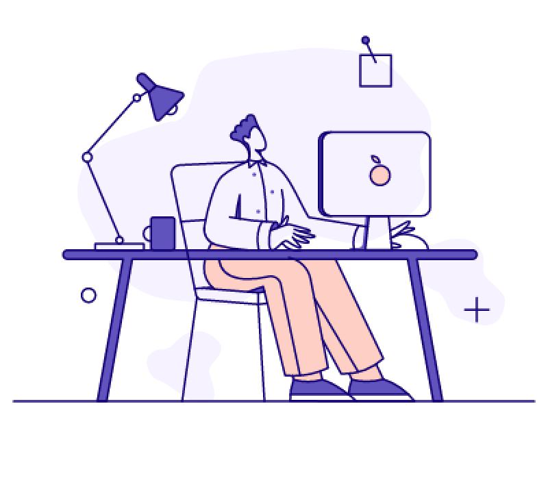Illustration of a person working behind a desk